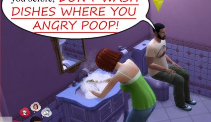 Мод Don't Wash Dishes Where You Angry Poop для Sims 4